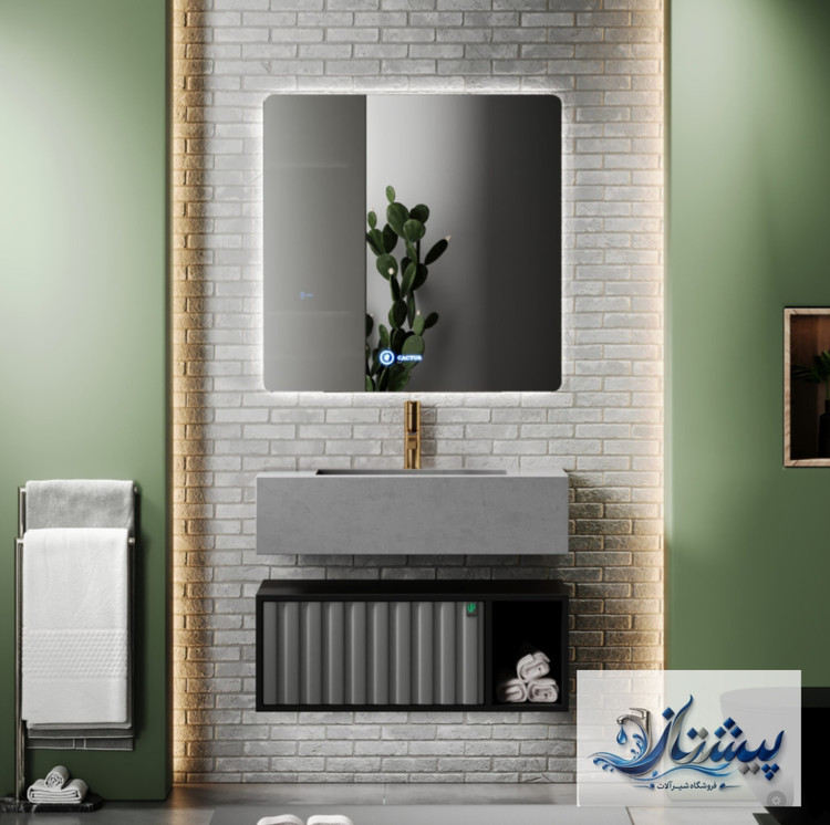 روشویی کابین برند کاکتوس مدل Nice کد 8060 جنس بدنه pvc رویه سرامیکی همراه با آینه