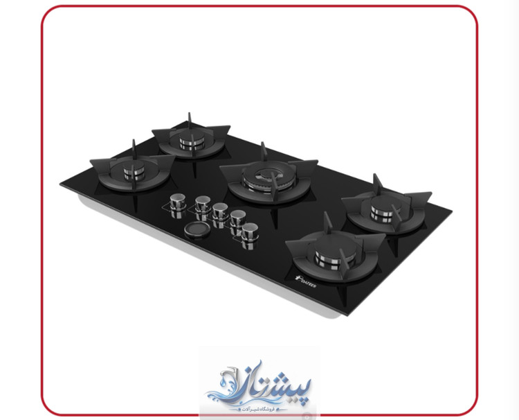 گاز داتیس مدل DG-596 شیشه سکوریت ایتالیایی 8میل مقاوم به ضربه و حرارت دارای نمایشگر TFT1.6 با ولوم چرخشی برای تنظیم دمای پخت سرشعله ساباف ایتالیا.ترموکوبل تاپ تایم